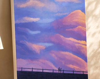 Purple Dreamy Sky | Canvas Print | Bridge Silhouette Sky Art