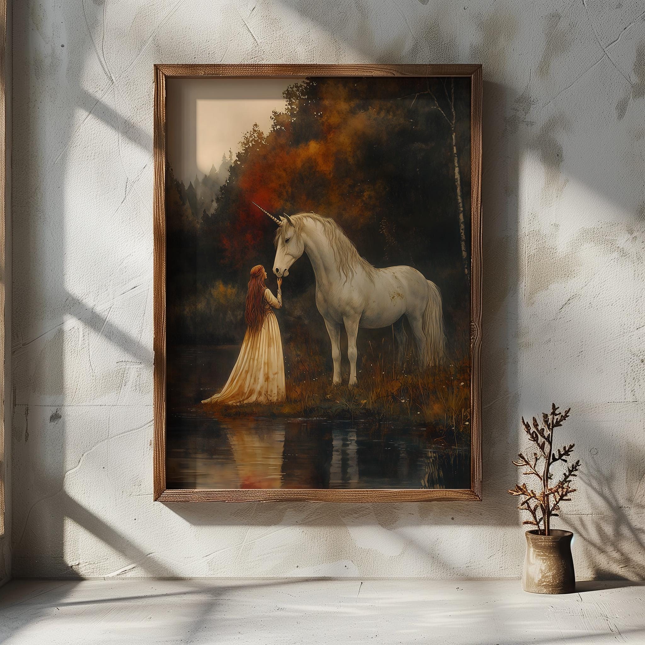 ユニコーン ヴィンテージ 油絵 - 部屋の装飾に印刷可能なポスター