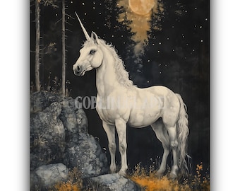 Majestic Unicorn - Printable Poster For Room Decor, Magical Unicorn Art Print, Aesthetic Unicorn Art, Instant Digital Download Fairytale Art