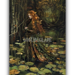 Forest Nymph Painting Water Nymph Art Wall Art Printable Fairy Painting Print Folklore Art Enchanted Forest Mythical Being Spirit Painting
