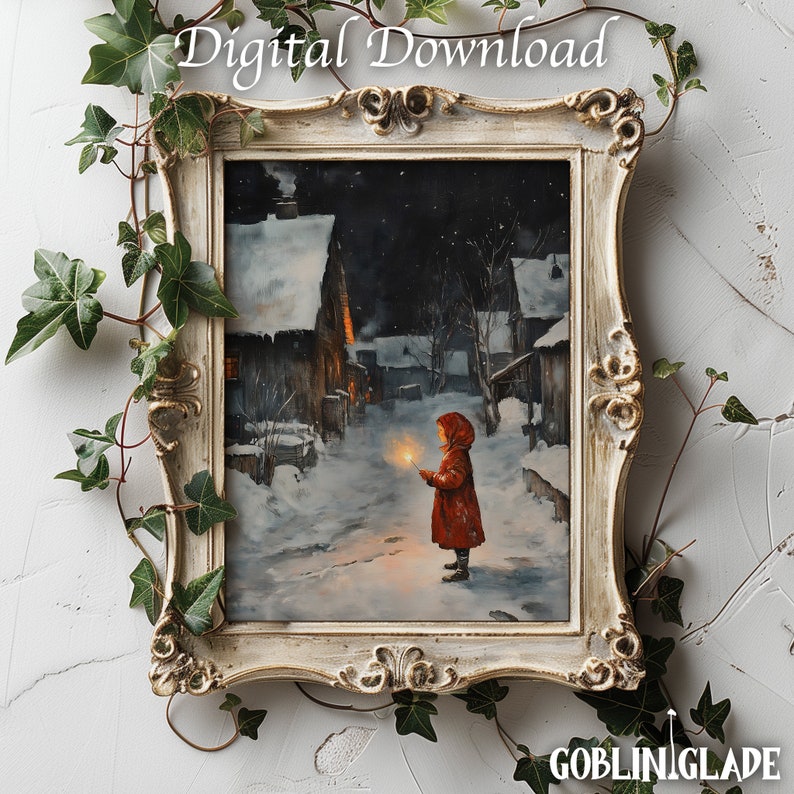 The Little Match Girl Painting Hans Christian Andersen Printable Art