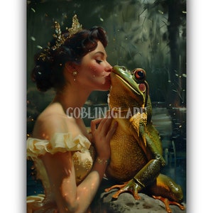 Princess And The Frog Prince - Printable Brothers Grimm Folklore Art Fairy Tale Poster Magical Fantasy Print Wall Art Decor Fairytale Print