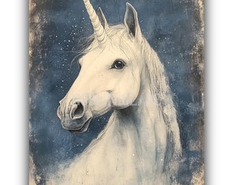 Enchanted Unicorn - Printable Poster For Room Decor, Magical Unicorn Art Print, Aesthetic Unicorn, Instant Digital Download Fairytale Art