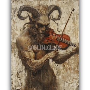 Satyr Playing The Fiddle Printable - Magical Being Fantasy Art Unique Wall Display for Nature Lovers Greek Mythology Nature Spirit Print
