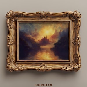 Avalon Wall Art Print - Malarstwo zamku króla Artura - Sztuka fantasy średniowieczna - Plakat do wydrukowania do dekoracji pokoju - Natychmiastowe pobranie cyfrowe