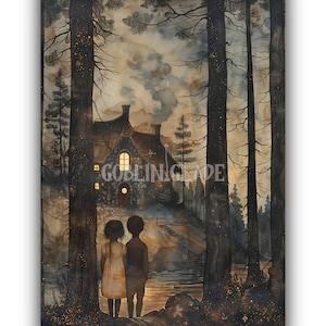 Hansel And Gretel Painting - Printable Brothers Grimm Folklore Art Fairy Tale Magical Fantasy Print Wall Art Decor Artwork Fairytale Print
