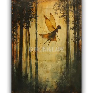 妖精アートプリント 魅惑の森 印刷可能な絵画 おとぎ話アート ファンタジーアートワーク 神話アート 魔法アート ウォールアート フォークロア 気まぐれな装飾