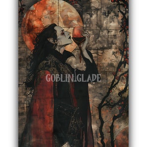 Gothic Vampire Painting Printable Goth Art Dark Cottagecore Dark Academia Horror Print Fantasy Moody Artwork Victorian Painting Aesthetic