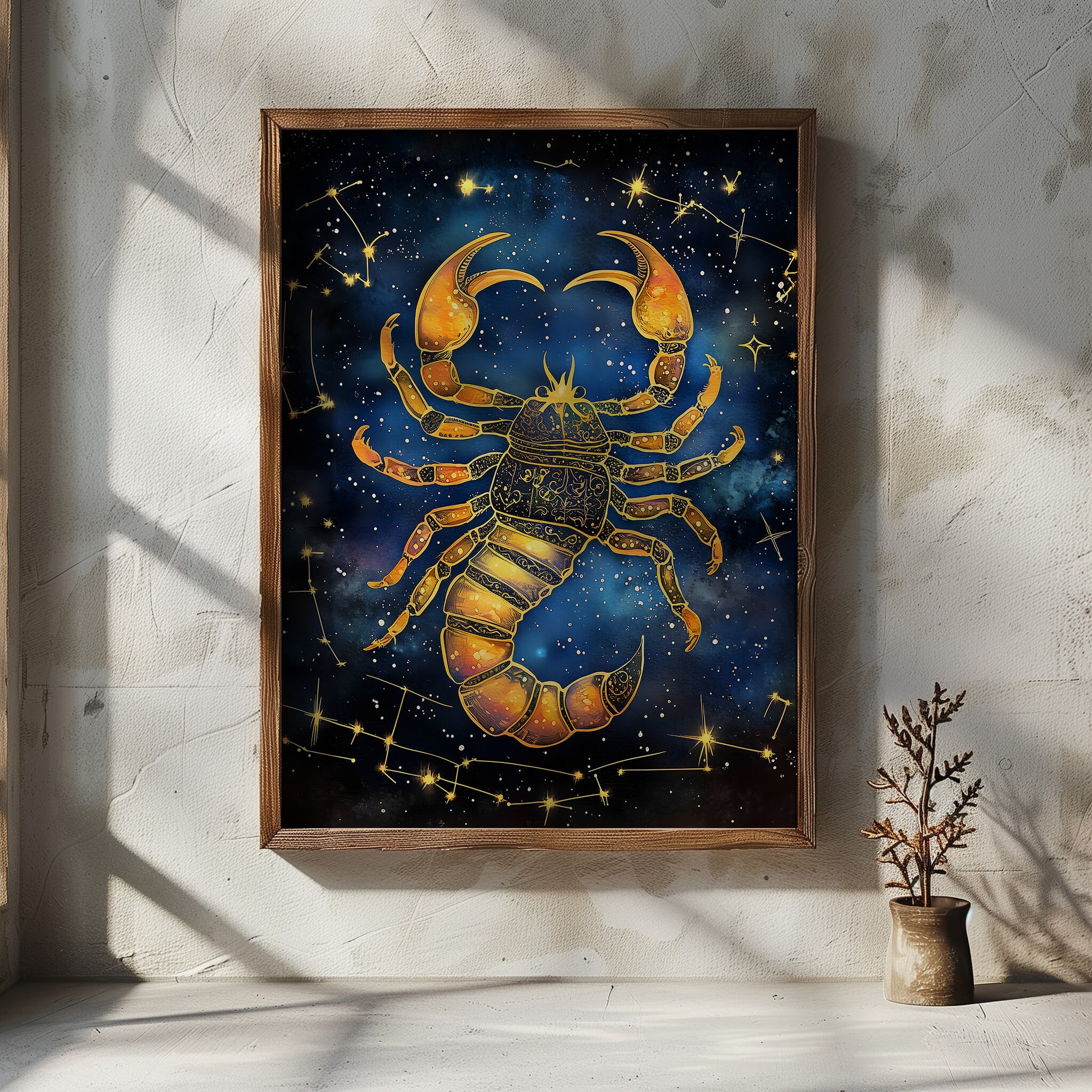 アートフレーム　ホロスコープ　蠍座　絵画 蠍座の星座プリント - 占星術蠍座の星座アートプリント可能、友人への