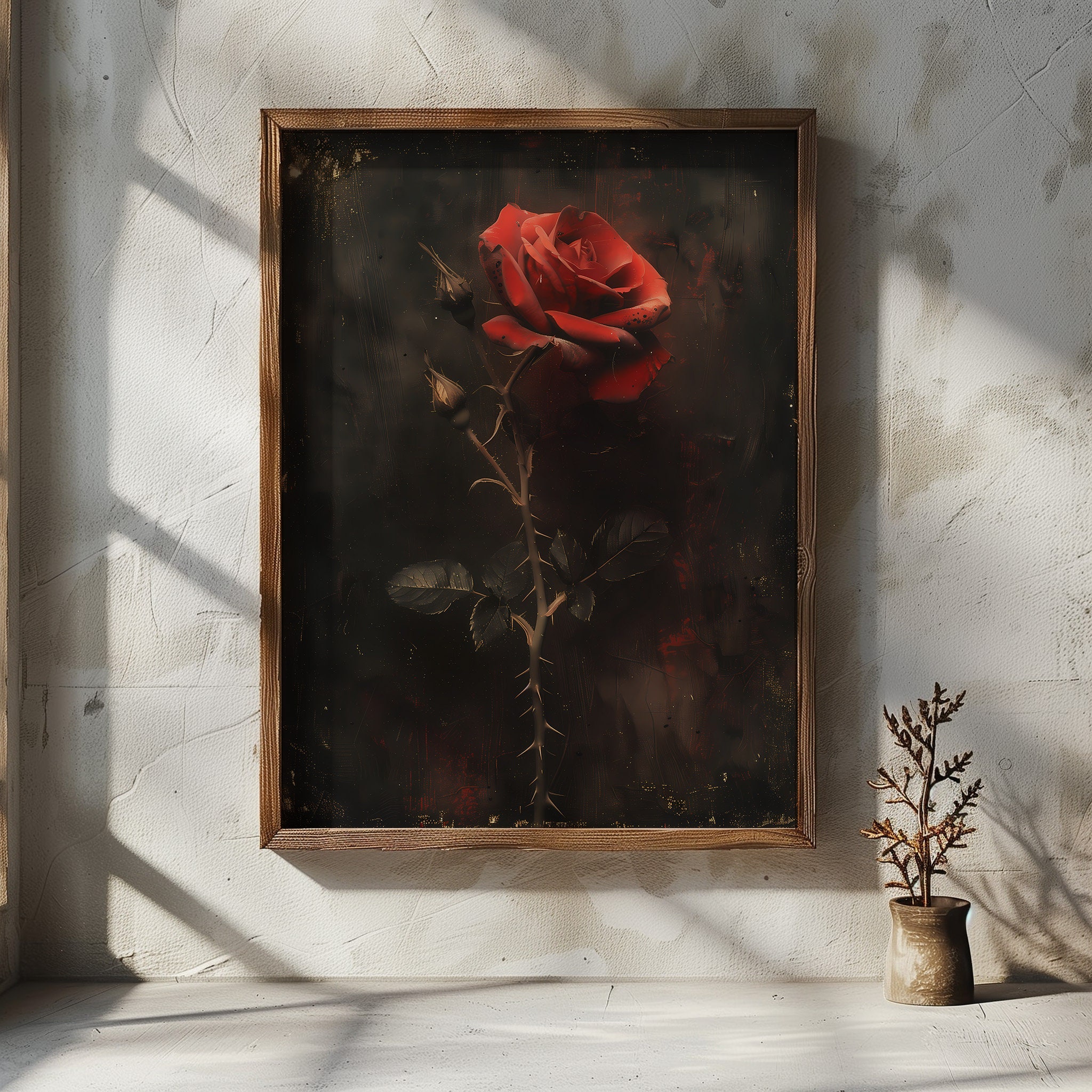 Red Rose Floral Wall Art Printable Dark Academia Flower Gothic Dark ...