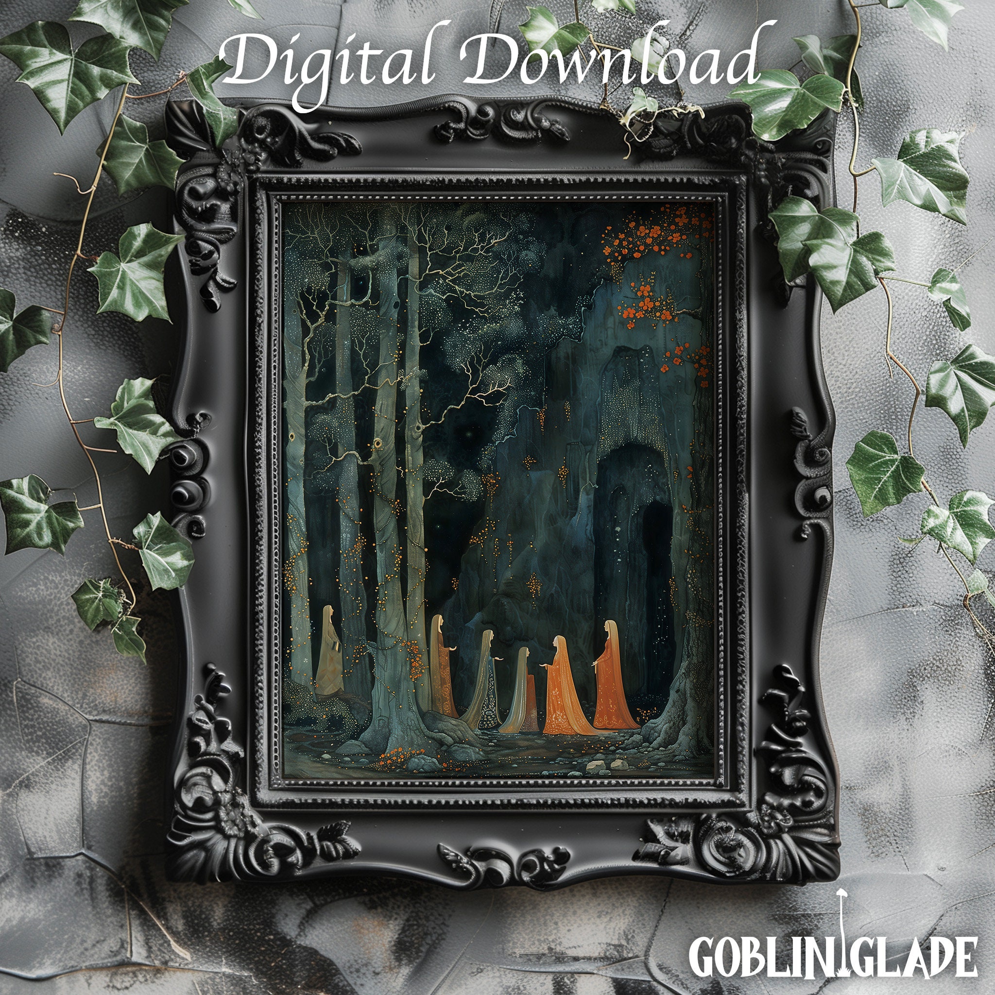 Enchanted Forest - People in the Woods - Elves Wall Art Printable Art ...