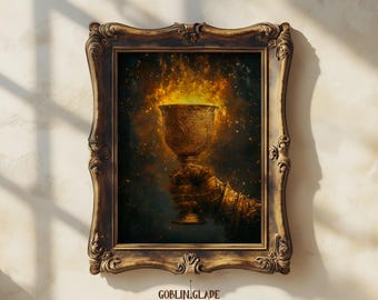 Impresión de arte mural del Santo Grial - Pintura del Rey Arturo - Arte fantástico medieval - Póster imprimible para decoración de habitaciones - Descarga digital instantánea
