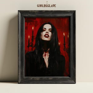 Goth Vampire Wall Art Print - Witchy Halloween Home Decor - Gothic Horror Painting - Victorian Nosferatu Poster - Dark Academia Printable
