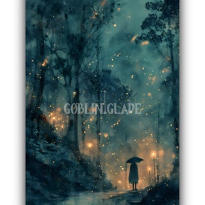 Fairy Spirit Art Wall Art Printable Enchanted Forest Art Magical Forest Art Fantasy Painting Mythical Being Nature Mystical Artwork Print