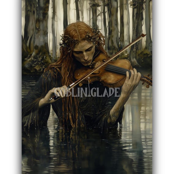 Näcken Playing Violin - Digital Art Printable, Scandinavian