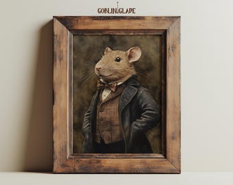 Ratty Portrait - Printable Wall Art Wind In The Willows Book Painting Fairytale Poster Print Kenneth Grahame Magical Fantasy Home Room Decor