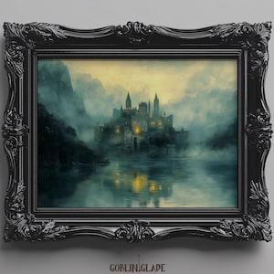 Avalon Wall Art Print - Malarstwo zamku króla Artura - Sztuka fantasy średniowieczna - Plakat do wydrukowania do dekoracji pokoju - Natychmiastowe pobranie cyfrowe