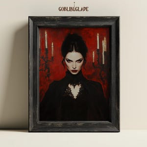 Goth Vampire Wall Art Print - Witchy Halloween Home Decor - Gothic Horror Painting - Victorian Nosferatu Poster - Dark Academia Printable