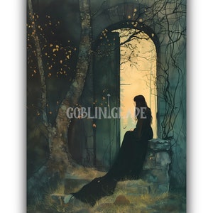 Forest Ruin Wall Art Printable Dark Cottagecore Dark Academia Horror Print Fantasy Moody Artwork Painting Aesthetic Woods Goth Witch