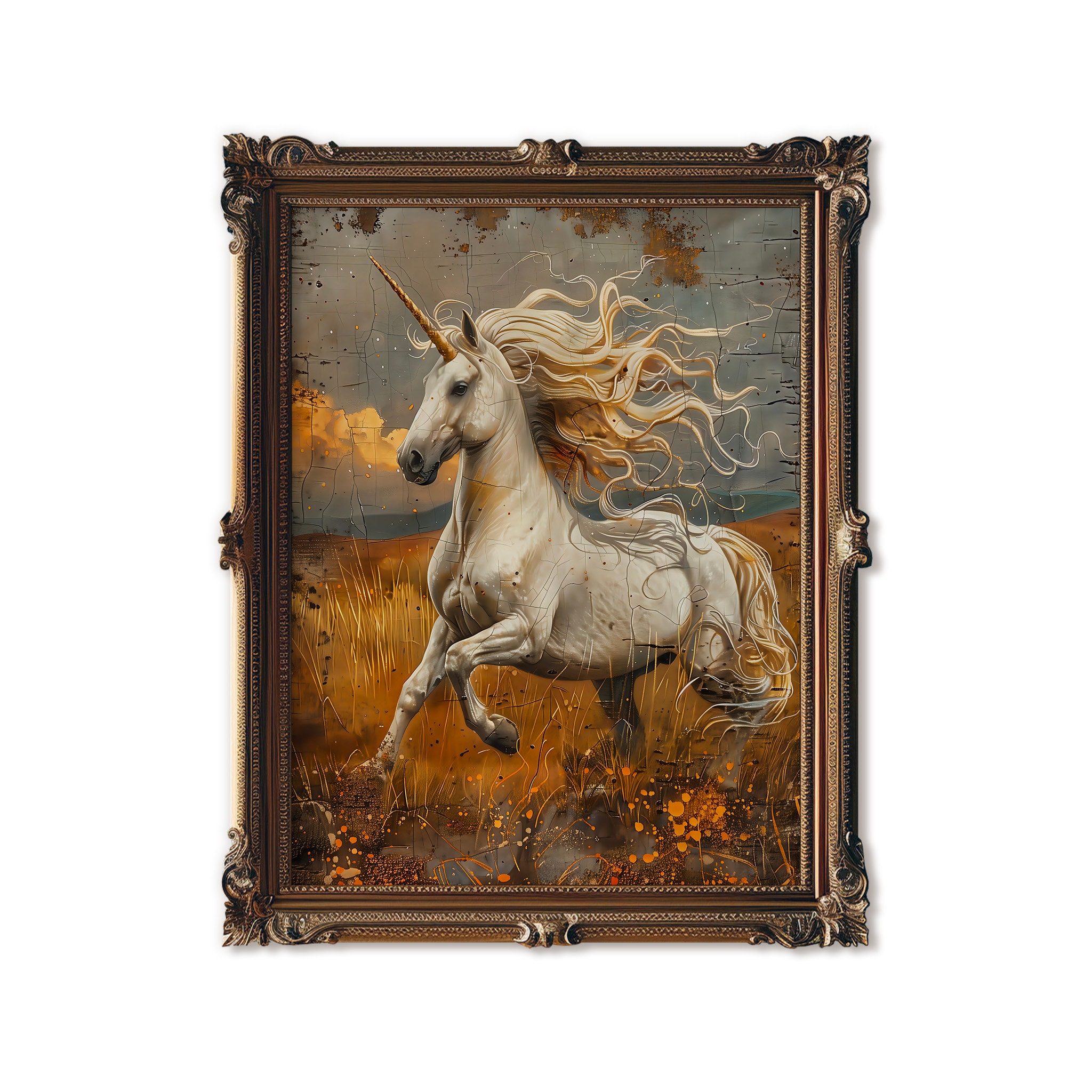 ユニコーンファンタジーウォールアート魅惑的な神話の絵画印刷可能な