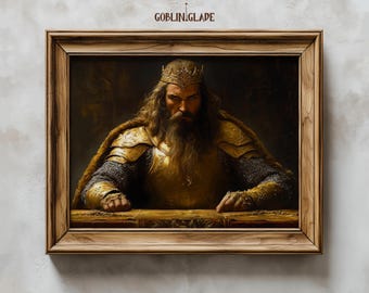 Lámina de arte mural del Rey Arturo - Arte fantástico de caballero medieval - Pintura de Camelot - Póster imprimible para decoración de habitaciones - Descarga digital instantánea