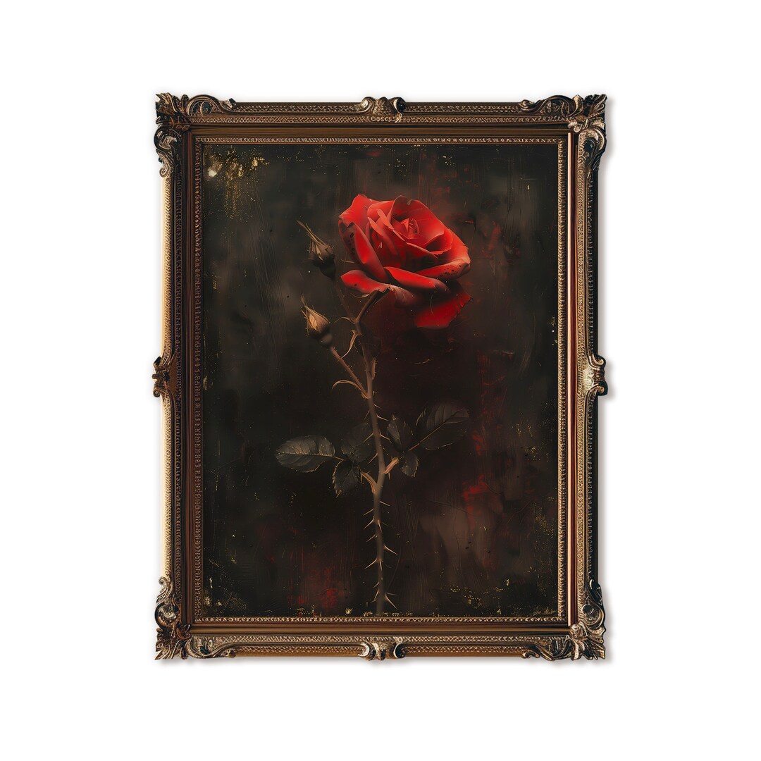 Red Rose Floral Wall Art Printable Dark Academia Flower Gothic Dark ...