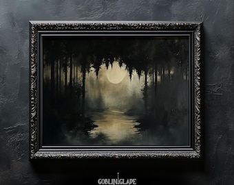 Surrealistisch donkere Cottagecore-print - Dark Academia Wall Art afdrukbare - surrealistische landschapsschilderkunst - Gothic Forest Dreamscape Home Decor