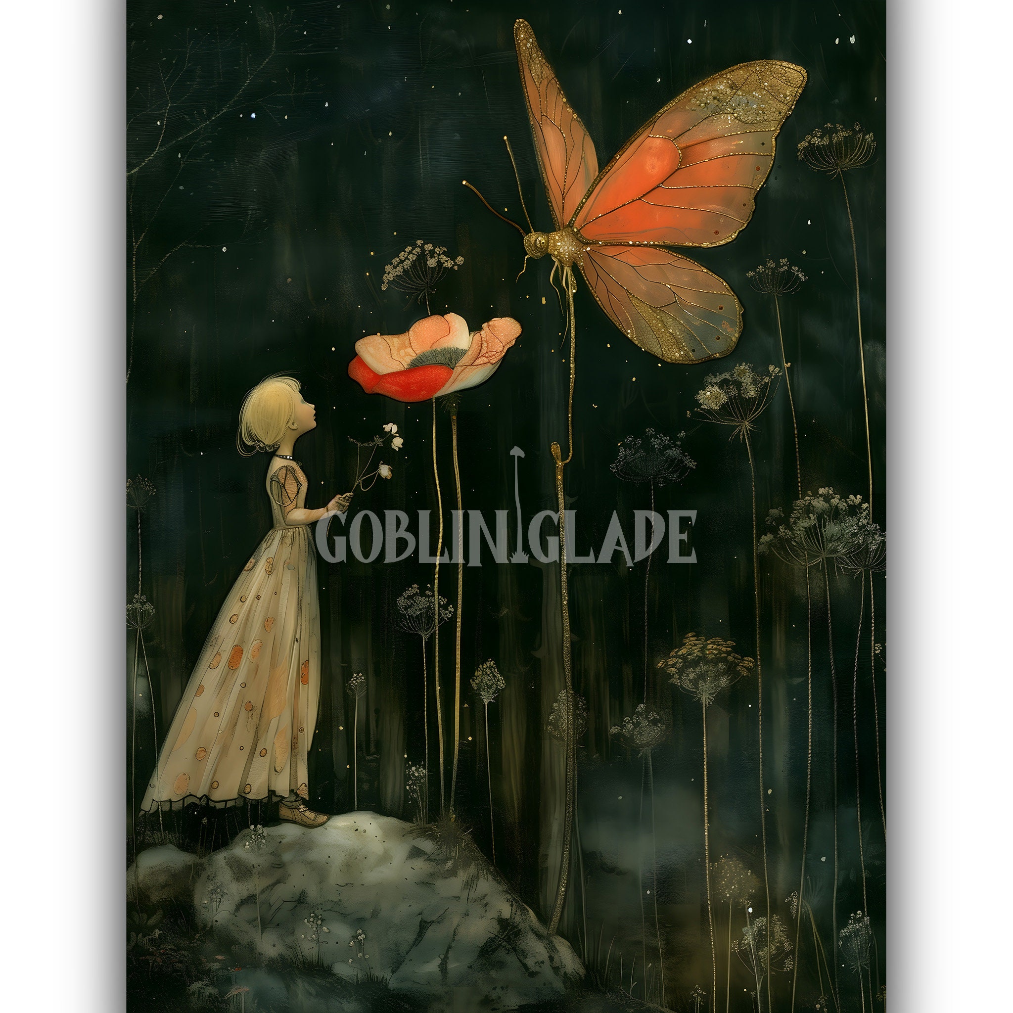 Thumbelina Painting - Hans Christian Andersen Printable Art Fairy Tale Poster Magical Fantasy Print Fairytale Wall Art Decor Artwork Print