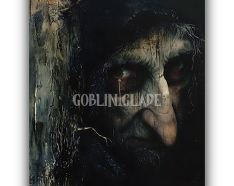 Witch Wall Art Printable Fantasy Horror Print Moody Painting Dark Academia Dark Cottagecore Vintage Painting Aesthetic Goth Art Magic Forest