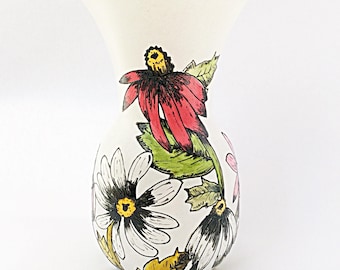 Coneflower hand painted glass vase