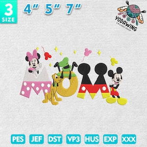 Mouse & Friends Embroidery File, Mother Day Embroidery Design, Mom Dad Magic Kingdom Design, Mama Cartoon Embroidery, Instant Download