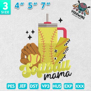 Softball Mama Embroidery Design, Mother's Day Embroidery Design, Softball Mama Embroidery Design, Mother’s Day Gift Embroidery Design