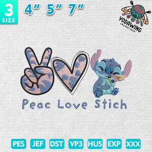 Magic Kingdom Embroidery Design, Peace Love Alien Embroidery, Alien Cartoon Embroidery File, Alien And Girl Embroidery, Instant Download
