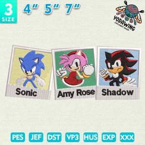Movie Cartoon Embroidery Design, Hedgehod Cartoon Embrodiery Design, Cartoon Characters Embroidery 3 Size, Instant Download