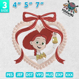 Cartoon Mirror Bow Embroidery Pattern, Family Vacation Design, Toy Movie Cartoon Embroidery Design, Magic Kingdom Embroidery Design