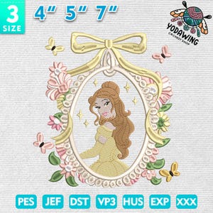 Magical Kingdom Embroidery Design, Princess Mirror Bow Embroidery Design, Princess Movie Cartoon Embroidery Design, Instant Download