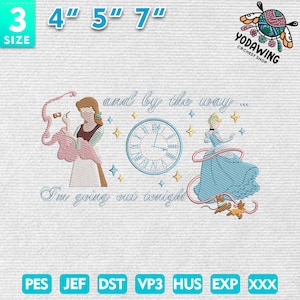 Triff mich bei Nacht Stickerei, Magic Kingdom Stickmuster, Prinzessin Cartoon Stickdatei, Vintage Magic Princess Stickdatei