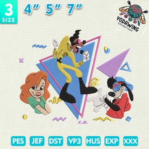 Magic Kingdom Embroidery Design, Retro 90s Cartoon Character Embroidery Design, Vintage Movie Cartoon Embroidery File, Instant Download