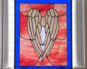 Angel Wings Stained Glass Pattern, Stained Glass Pattern,  Digital Download, DYI Stained Glass Pattern, Angel, Memorial Window, 15" X 20"