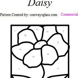 Daisy Stained Glass Pattern, Print on Demand, Printable Stained Glass Pattern, Digital Downloads, Commercial License - B-160