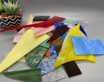 2 lbs Colored Glass Scraps: Mosaic and Stained Glass Supplies- 201