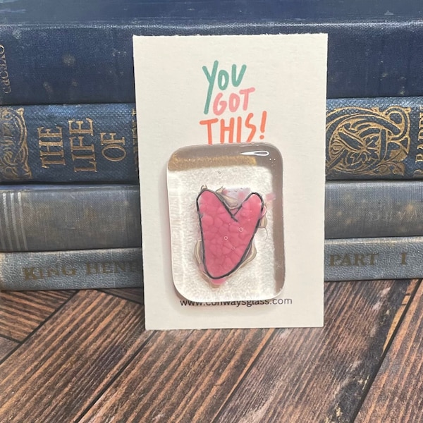 Fused Glass Heart Pocket Token Etsy