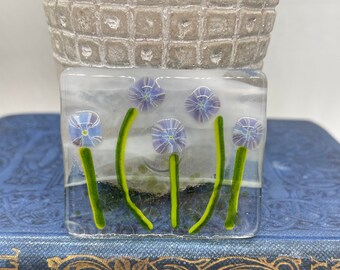 Fused Glass Flower Magnet Hug with Colorful Flowers, Purple Hydrangea Murrine Glass, Ready To Ship, Glass Magnet, Conways Glass - 210