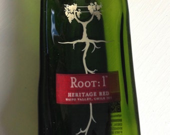 Root 1 Heritage Red, Wine Bottle, Bowl, Dip Bowl, Cheese Plate, Recycled, Upcycled Bottle - B44