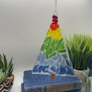 Colorful Fused Glass Christmas Tree, Fused Glass Sun Catcher, Christmas Decor, Christmas Tree, Sun Catcher, 6 Tree image 1