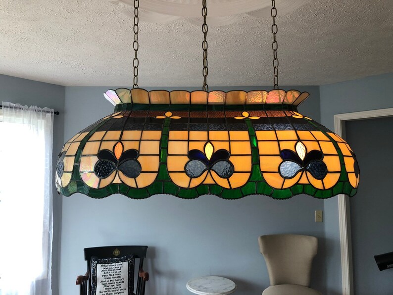 Stained Glass Pool Table Lamp Hand Made Lamp Pool Table Etsy