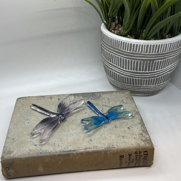 DRAGONFLY GLASS CASTINGS, Dragonflies, Blue and Purple, Glass Castings, 90COE, Castings Large and Small Dragonflies