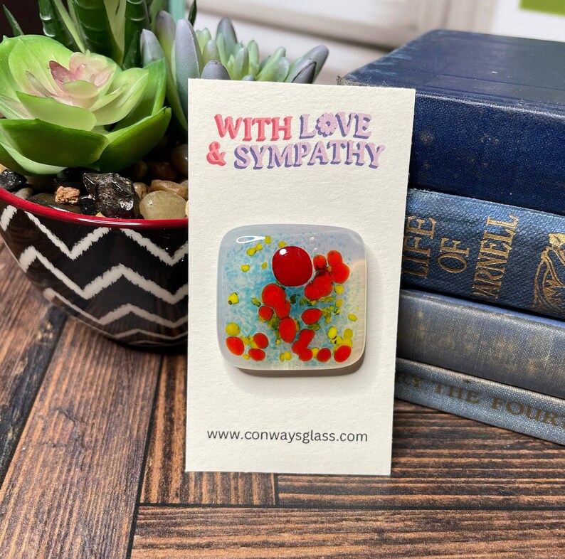 Fused Glass POCKET HUG, Rainbow of Color, Handmade, Pocket Hugs