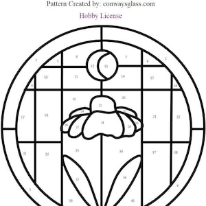 Coneflower Stained Glass Pattern, Stained Glass, Print on Demand, Printable Stained Glass Pattern, Digital Downloads, Hobby License -B-161