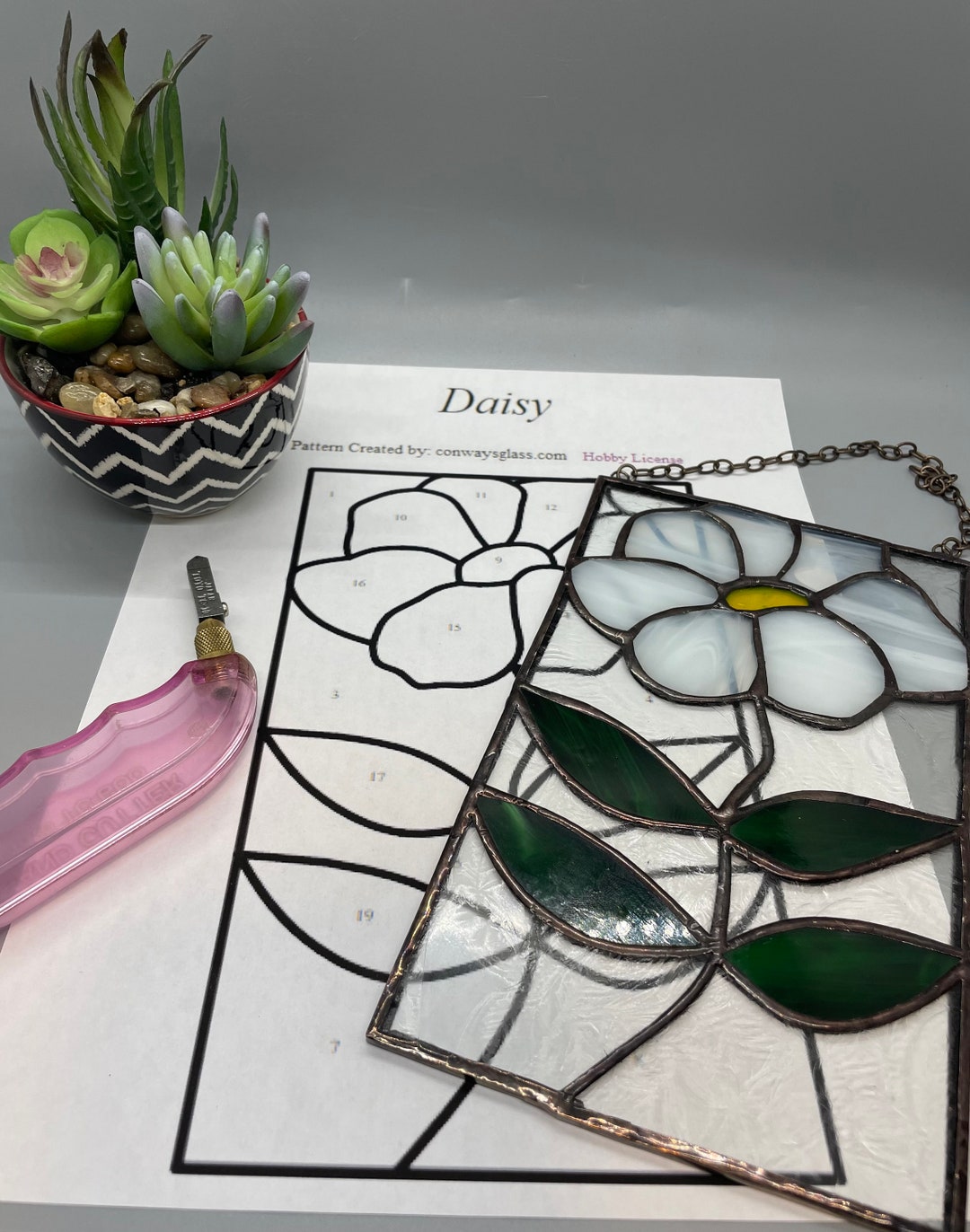 Daisy Stained Glass Pattern: Floral Design (digital Download) Etsy